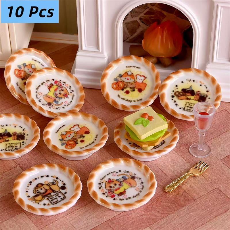 Kids Toys House - 10Pcs/set Dollhouse Miniature Puppy Dog Print