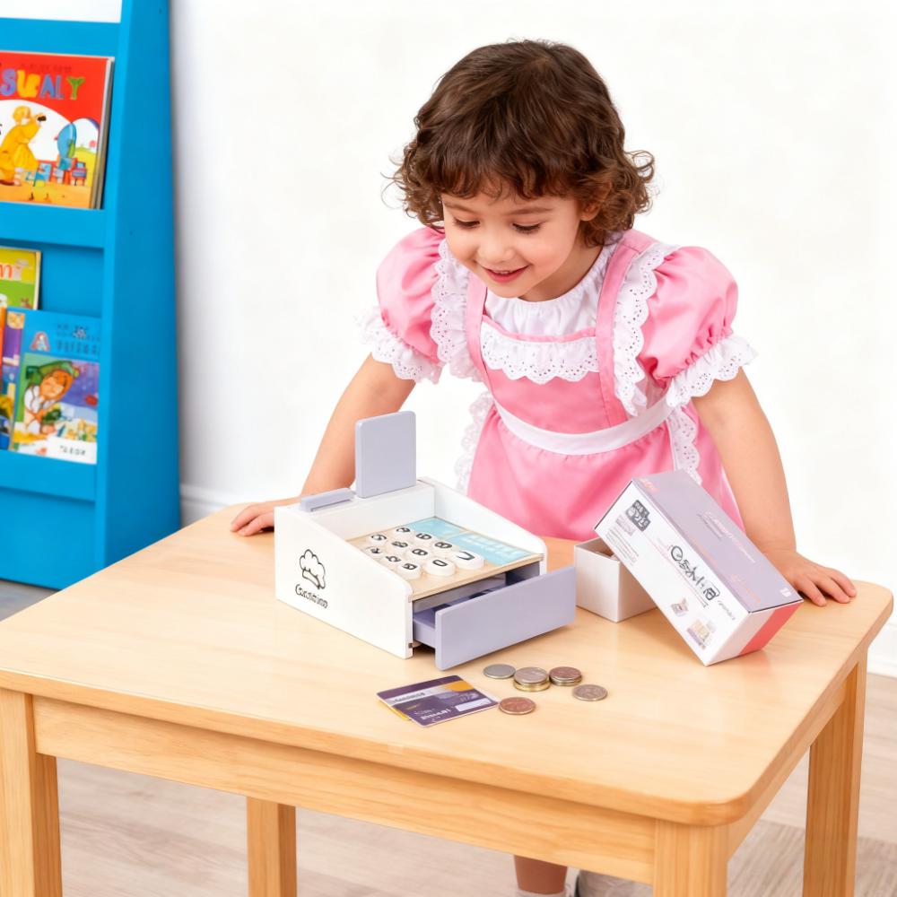 Wooden Kids Cash Register Pret - Toy Cash Register recension och pris