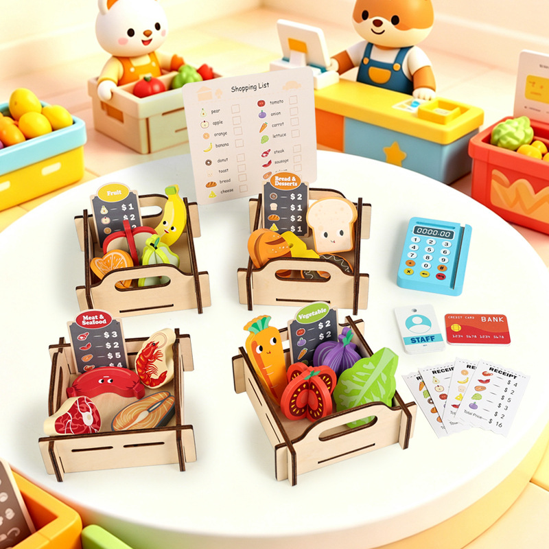 Wooden Supermarket Pretend Pla - Toy Cash Register recension och pris